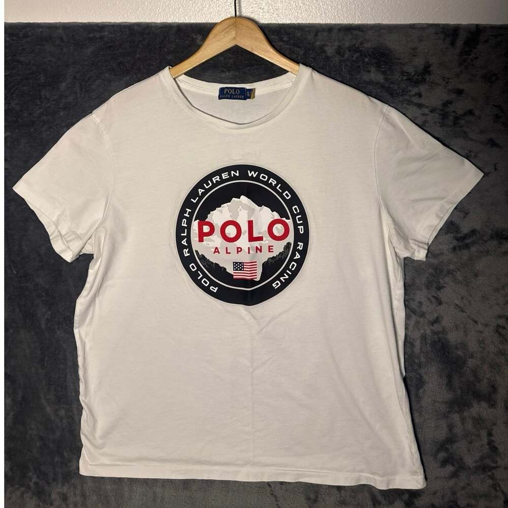 Polo Ralph Lauren Alpine World Cup Racing White T-Shirt Mens XL Ski Retro 2020